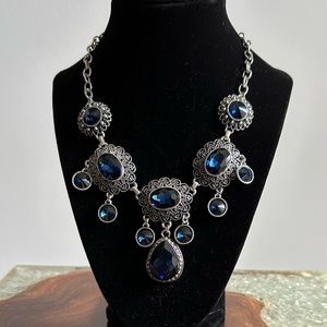 Blue Sapphire fashion necklace and earring set